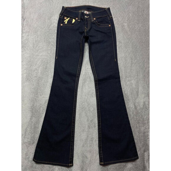 True Religion Bobby Gold Painted Pockets Women's Low-Rise Bootcut Jeans Sz 28 - Picture 5 of 12